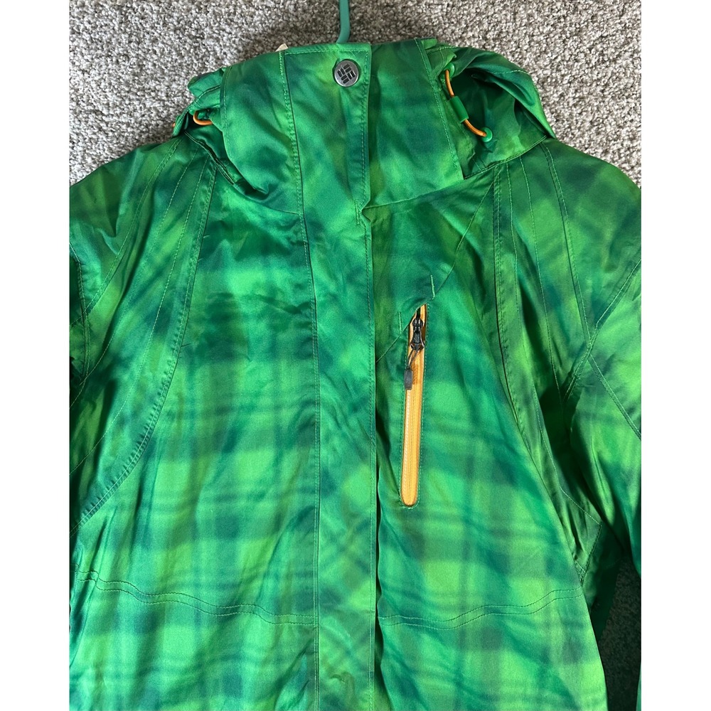 Columbia Interchange Omni-Heat 3-in-1 Ski Jacket Green Plaid Womens Medium